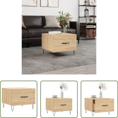 vidaXL Mesa de centro roble -  Mesa de centro madera contrachapada roble Sonoma 50x50x40 cm
