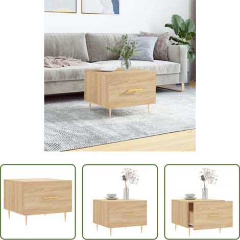 vidaXL Mesa de centro roble -  Mesa de centro madera contrachapada roble Sonoma 50x50x40 cm