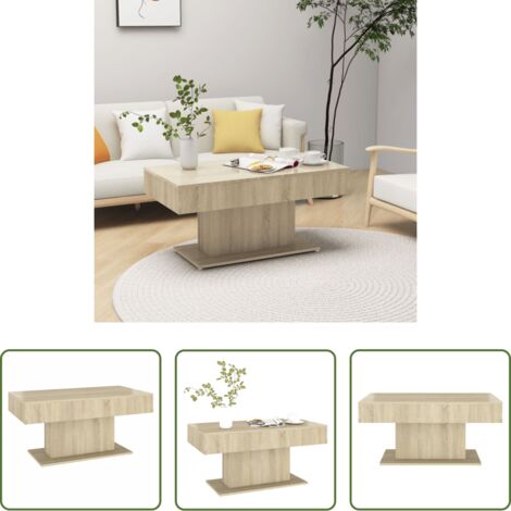 vidaXL Mesa de centro roble -  Mesa de centro madera contrachapada roble Sonoma 96x50x45 cm