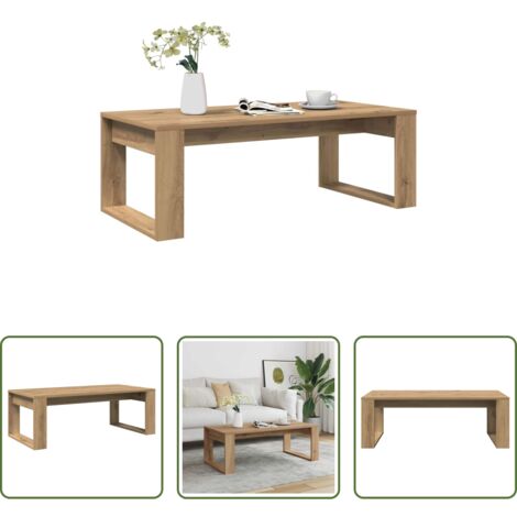 vidaXL Mesa de centro roble -  Mesa de centro madera de ingeniería roble artisan 102x50x35 cm