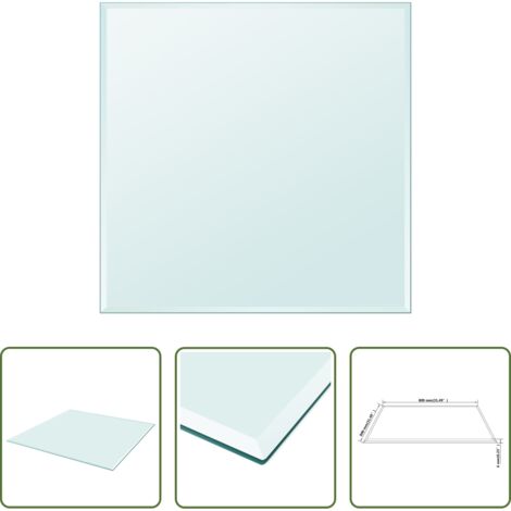 vidaXL Mesa de centro -  Tablero de mesa de cristal templado cuadrado 800x800 mm