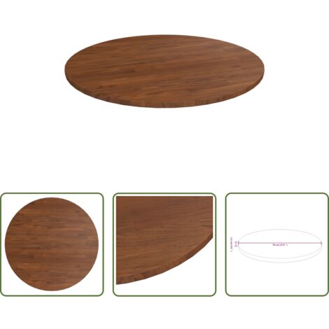 vidaXL Mesa de centro -  Tablero de mesa redonda madera de roble marrón oscuro Ø70x1,5cm
