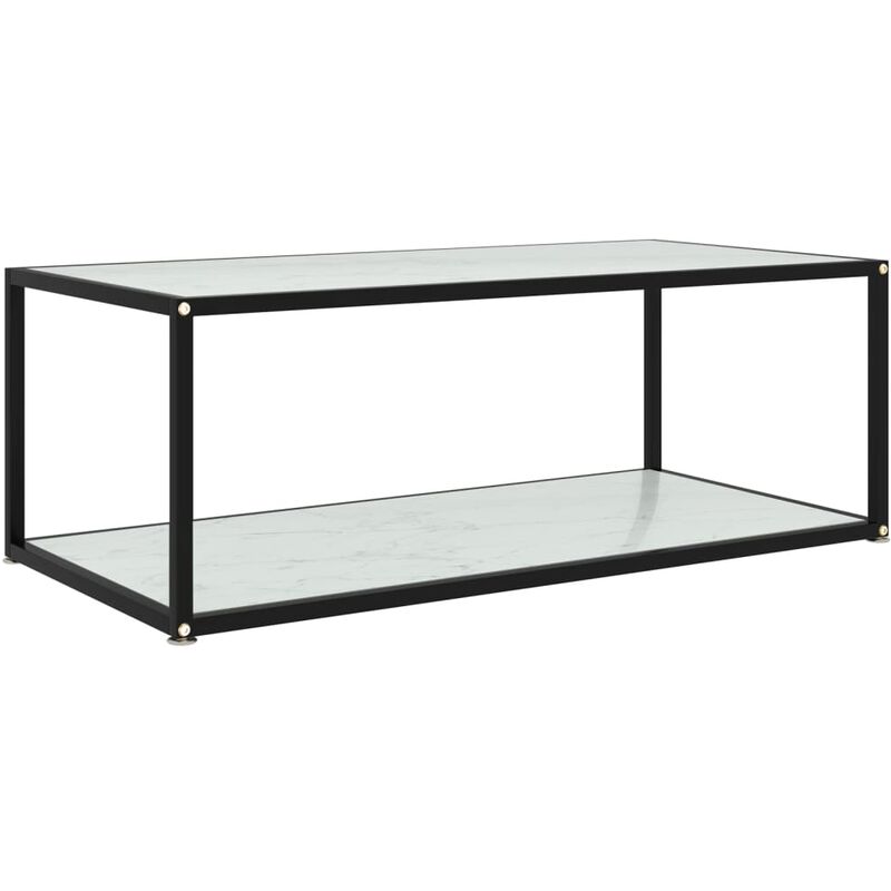 

vidaXL Mesa de centro vidrio templado blanco 100x50x35 cm - Blanco