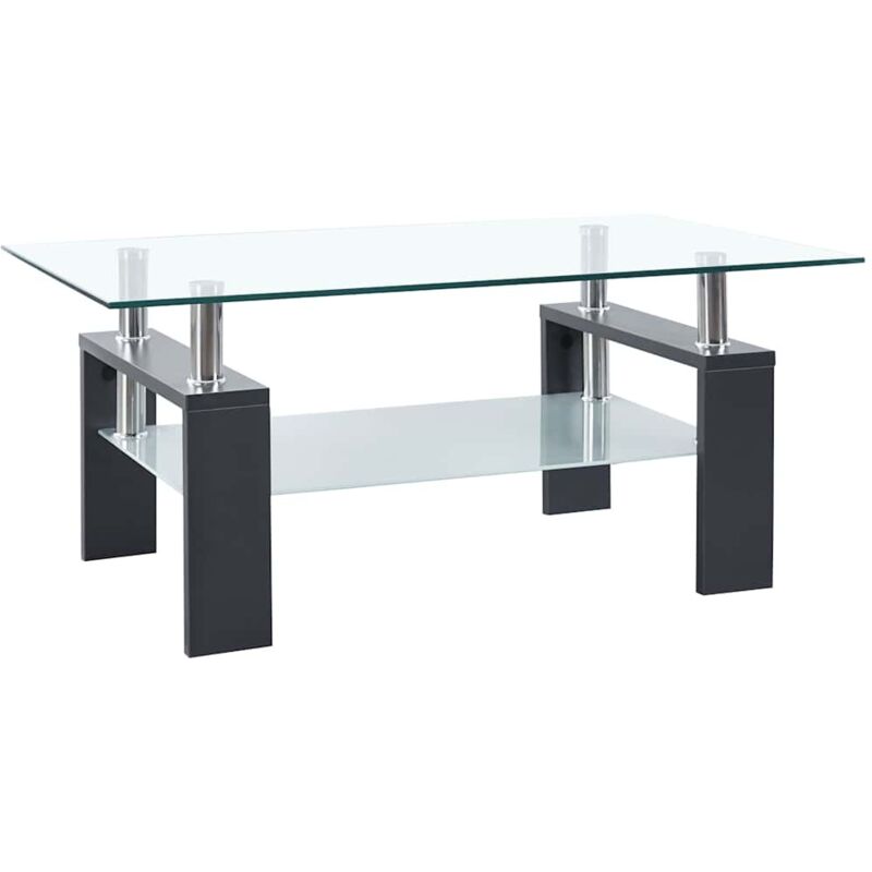 

vidaXL Mesa de centro vidrio templado transparente 95x55x40 cm gris - Gris