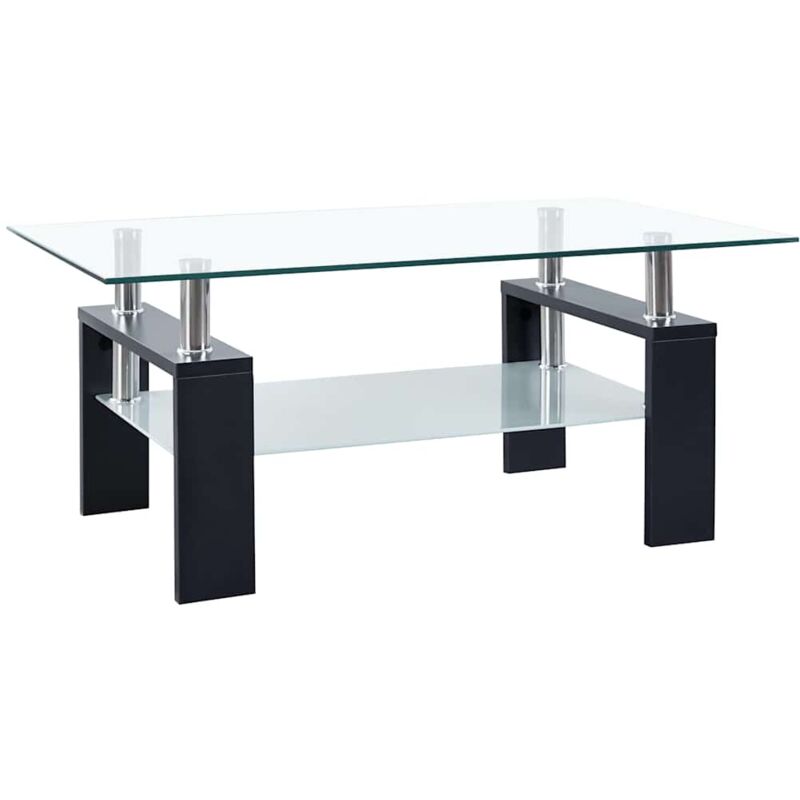 

vidaXL Mesa de centro vidrio templado transparente 95x55x40 cm negro - Negro