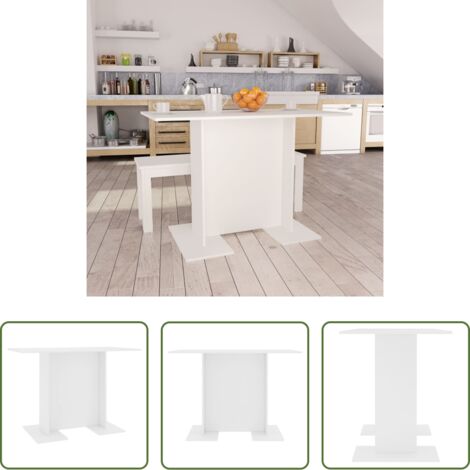 vidaXL Mesa de comedor blanca -  Mesa de comedor de madera contrachapada blanco 110x60x75 cm