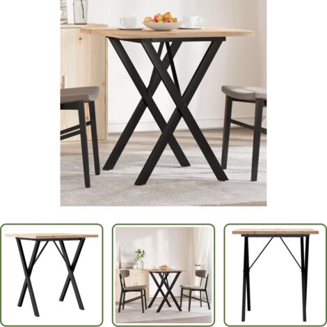 vidaXL Mesa de comedor con marco X -  Mesa de comedor marco X madera maciza pino y acero 70x70x75,5cm