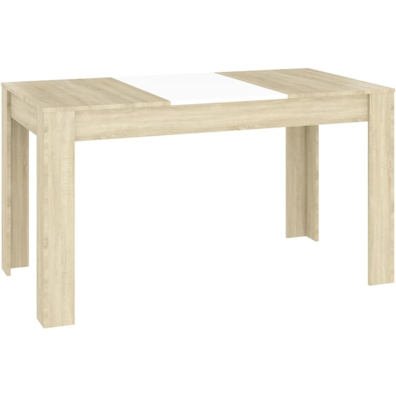 

vidaXL Mesa de comedor de aglomerado 140x74,5x76 cm blanco y roble Sonoma - Blanco