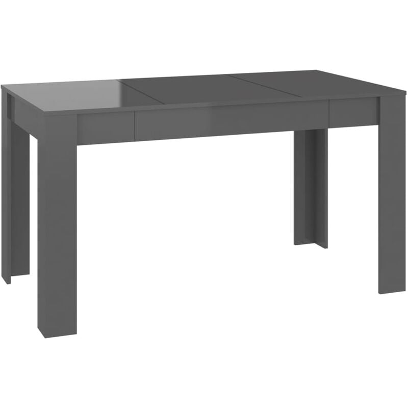 

vidaXL Mesa de comedor de aglomerado 140x74,5x76 cm gris brillante - Gris