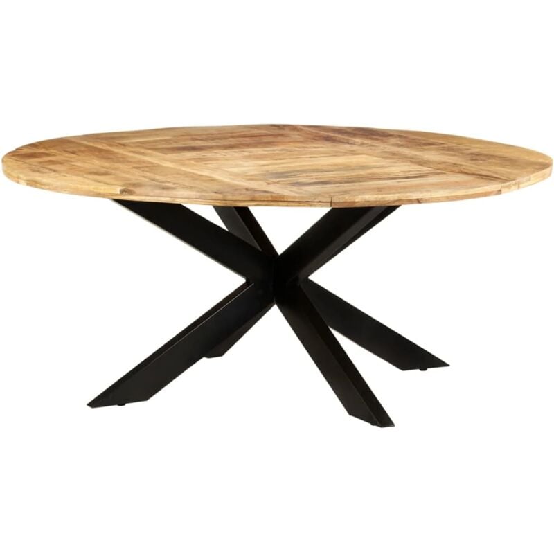 

vidaXL Mesa de comedor de madera de mango rugosa redonda 175x75 cm - Marrón