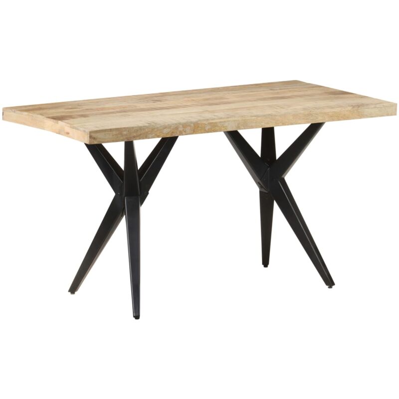 

vidaXL Mesa de comedor de madera mango rugosa 140x70x76 cm - Negro