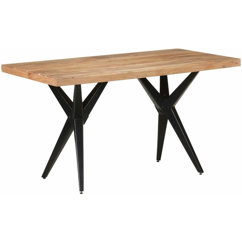 

vidaXL Mesa de comedor de madera maciza acacia 140x70x76 cm - Negro
