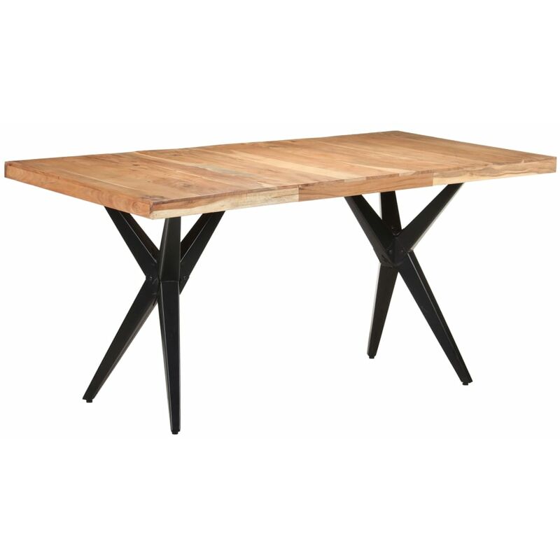

vidaXL Mesa de comedor de madera maciza acacia 160x80x76 cm - Negro