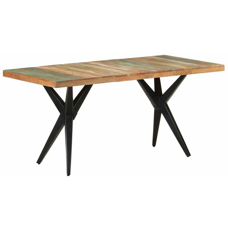 

vidaXL Mesa de comedor de madera maciza reciclada 160x80x76 cm - Negro