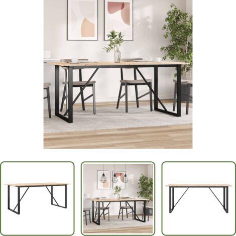 vidaXL Mesa de comedor de pino -  Mesa de comedor marco O madera maciza pino y acero 180x90x75cm