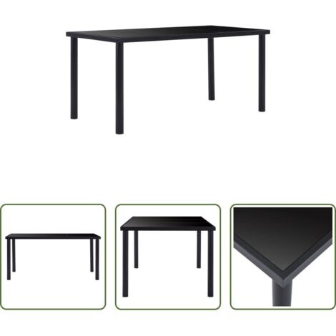 vidaXL Mesa de comedor de vidrio templado -  Mesa de comedor de vidrio templado negro 160x80x75 cm