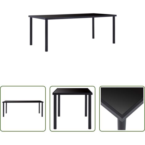 vidaXL Mesa de comedor de vidrio templado -  Mesa de comedor de vidrio templado negro 200x100x75 cm