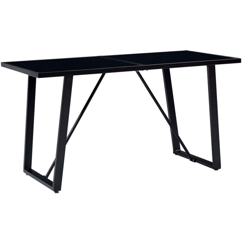 

vidaXL Mesa de Comedor de Vidrio Templado Negro 140x70x75 cm - Negro