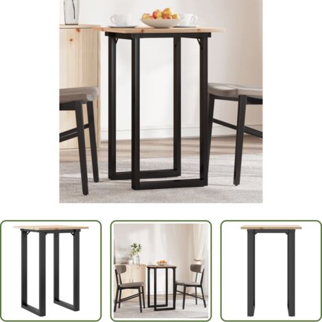 vidaXL Mesa de comedor en forma de O -  Mesa de comedor marco O madera maciza pino y acero 50x50x75 cm