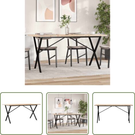 vidaXL Mesa de comedor en X -  Mesa de comedor marco X madera maciza pino acero 140x80x75,5 cm