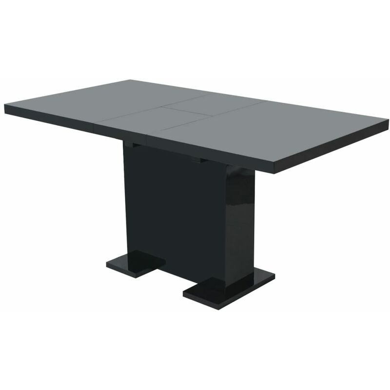 

vidaXL Mesa de comedor extensible negra brillante - Negro