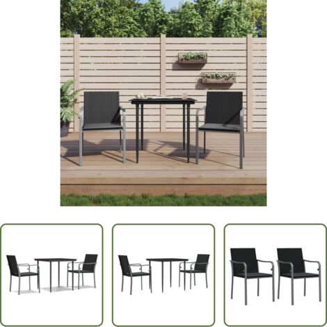 vidaXL Mesa de comedor exterior -  Juego comedor jardín 3 piezas y cojines ratán sintético y acero