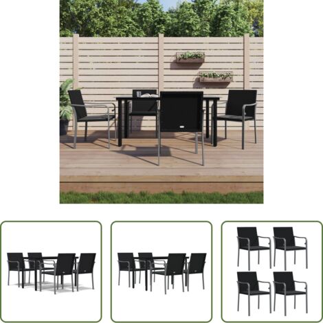 vidaXL Mesa de comedor exterior -  Juego comedor jardín 5 piezas y cojines ratán sintético y acero