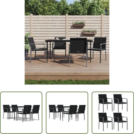 vidaXL Mesa de comedor exterior -  Juego comedor jardín 5 piezas y cojines ratán sintético y acero