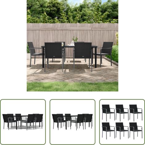 vidaXL Mesa de comedor exterior -  Juego comedor jardín 7 piezas y cojines ratán sintético y acero