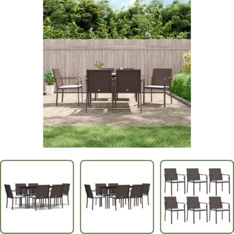 vidaXL Mesa de comedor exterior -  Juego comedor jardín 7 piezas y cojines ratán sintético y acero