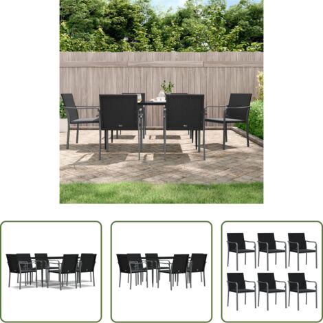 vidaXL Mesa de comedor exterior -  Juego comedor jardín 7 piezas y cojines ratán sintético y acero