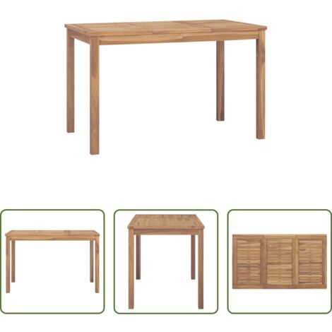 vidaXL Mesa de comedor exterior -  Mesa de comedor de jardín madera maciza de teca 120x70x77 cm