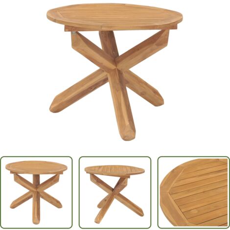 vidaXL Mesa de comedor exterior -  Mesa de comedor de jardín madera maciza de teca Ø90x75 cm
