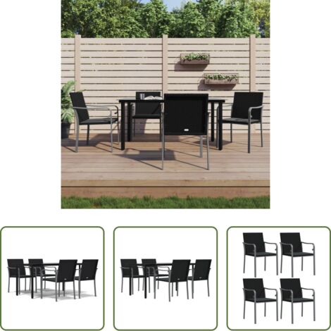 vidaXL Mesa de comedor -  Juego comedor jardín 5 piezas y cojines ratán sintético y acero