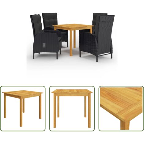 vidaXL Mesa de comedor -  Juego de comedor de jardín de 5 piezas negro