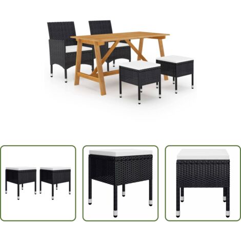 vidaXL Mesa de comedor -  Juego de comedor de jardín de 5 piezas negro