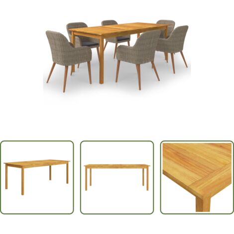 vidaXL Mesa de comedor -  Juego de comedor para jardín 7 piezas marrón