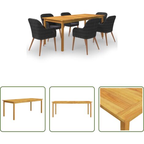 vidaXL Mesa de comedor -  Juego de comedor para jardín de 7 piezas negro