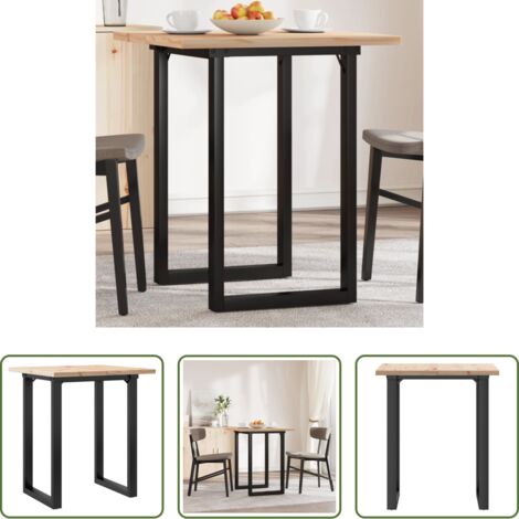 vidaXL Mesa de comedor marco O -  Mesa de comedor marco O madera maciza pino y acero 70x70x75,5cm