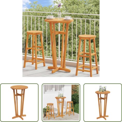 vidaXL Mesa de comedor -  Mesa alta de jardín madera maciza de acacia Ø60x105 cm