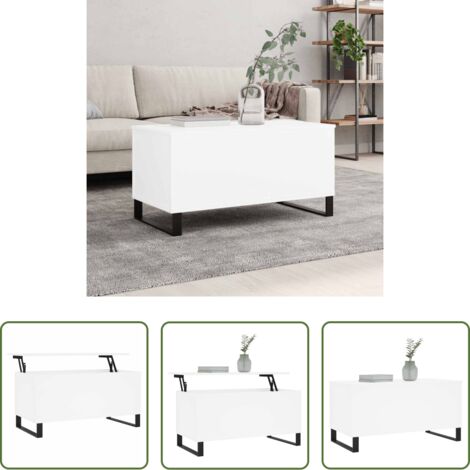 vidaXL Mesa de comedor -  Mesa de centro madera contrachapada blanco 90x44,5x45 cm