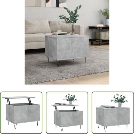 vidaXL Mesa de comedor -  Mesa de centro madera contrachapada gris hormigón 60x44,5x45 cm