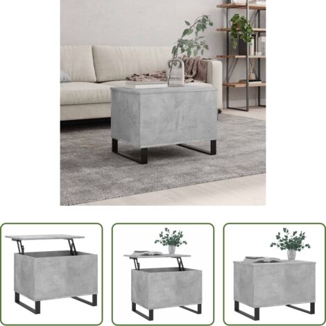 vidaXL Mesa de comedor -  Mesa de centro madera contrachapada gris hormigón 60x44,5x45 cm