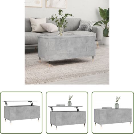 vidaXL Mesa de comedor -  Mesa de centro madera contrachapada gris hormigón 90x44,5x45 cm