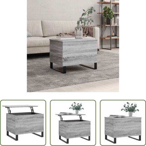 vidaXL Mesa de comedor -  Mesa de centro madera contrachapada gris Sonoma 60x44,5x45 cm