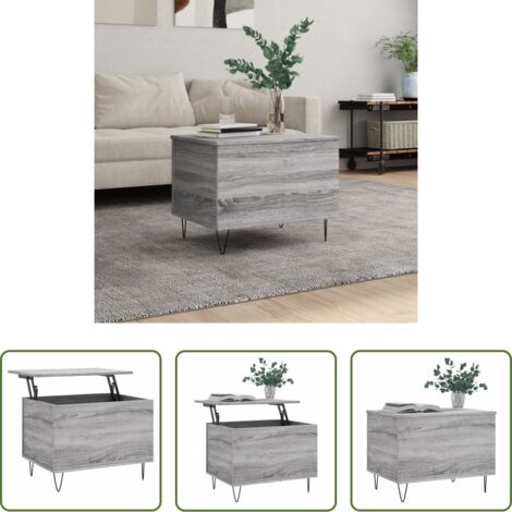 vidaXL Mesa de comedor -  Mesa de centro madera contrachapada gris Sonoma 60x44,5x45 cm