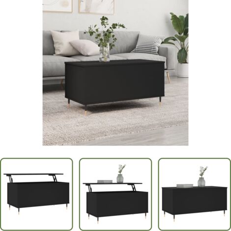 vidaXL Mesa de comedor -  Mesa de centro madera contrachapada negro 90x44,5x45 cm