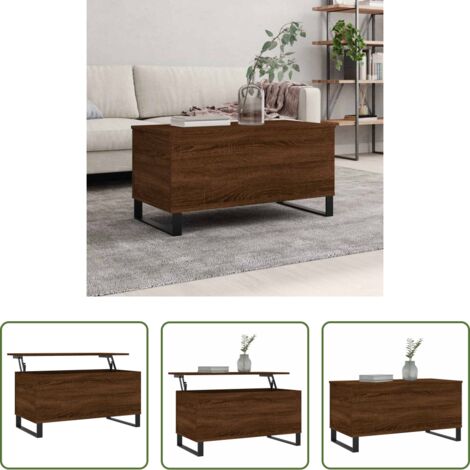 vidaXL Mesa de comedor -  Mesa de centro madera contrachapada roble marrón 90x44,5x45 cm