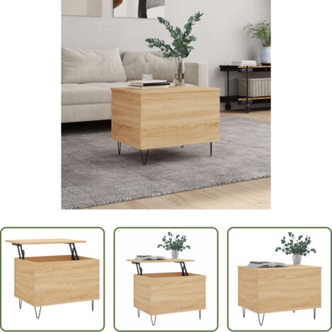 vidaXL Mesa de comedor -  Mesa de centro madera contrachapada roble Sonoma 60x44,5x45 cm