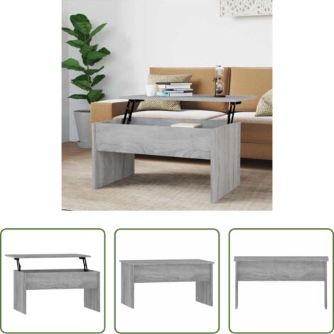 vidaXL Mesa de comedor -  Mesa de centro madera de ingeniería gris Sonoma 80x50,5x41,5 cm